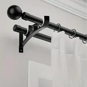 Double Curtain Rod Bracket, Sturdy Hook for Curtain Rod, Durable and Sturdy Curtain Rod Accessories for Home Living Room Bedroom, Curtain Stand