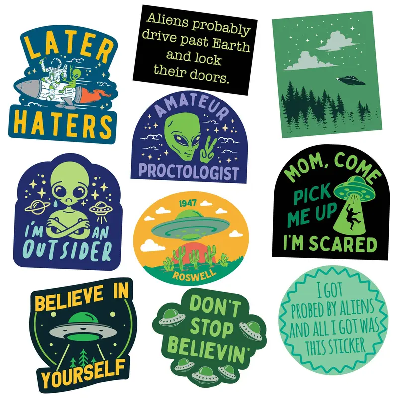 Alien Sticker Extra Large Stickers for Adults Funny Adhesives with Memes Funny Stickers with Colorful Graphic Decals Sarcastic  Funny Space  Multi