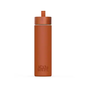 BEAN BOTTLE - Double Walled Glass Coffee Tumbler (Brown Leather)