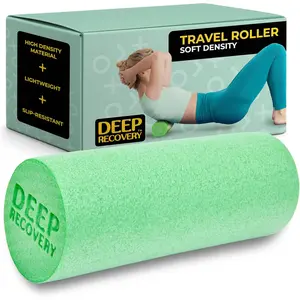 Deep Recovery Yoga Foam Roller for Physical Therapy & Exercise – Green Back Roller for Back Pain, Legs, and Shoulders, 12in x 4in Travel Size – Deep Tissue Massage for Myofascial Release