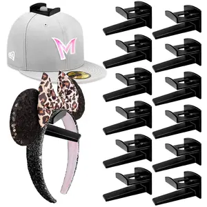10 Pack Hat Racks for Wall Headband Holder for  Adhesive Hat Hooks for Baseball Caps, No Drilling Hat Organizer Cowboy Hat Holder, Strong Hat Hanger to Display(Black) Hangable