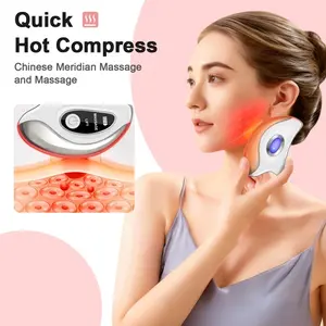 Two-in-One Electric Facial Scrubbing Massage Traction Device, Blue Light Heating Vibration Scrub Board, Adjustable Two Modes, Skin Toning and Tightening Care Equipment, Facial Beauty Instrument, Facial Beauty Device, Office Travel Festival Gift