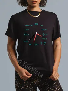 100% Cotton Mathematician clock funny math T-Shirt