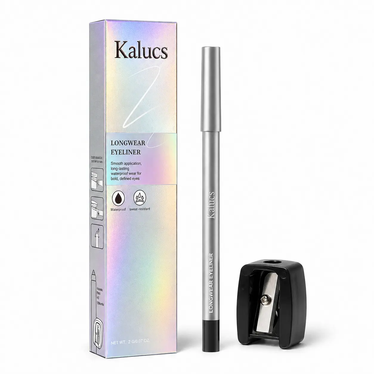 Waterproof Smudge-Proof Pencil Eyeliner, Sharpenable Long-Lasting Deep Black Eye Definer for All-Day Wear