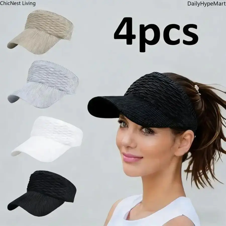 Women's 4-Piece Outdoor Sports Baseball Caps Open-Top Sun Protection Hats for Women Stylish Trucker Hat Tennis Cap Sun Visor Cap