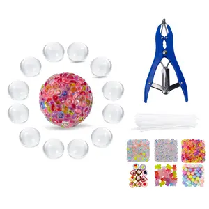 Angerbaby DIY Handmade Ball Kit - 12 PCS TPR Transparent Stress Balls Handmade Beading Kit Expander Tool Zip Ties Colorful Fillings for Kids & Adults Safe Durable Sensory Fun