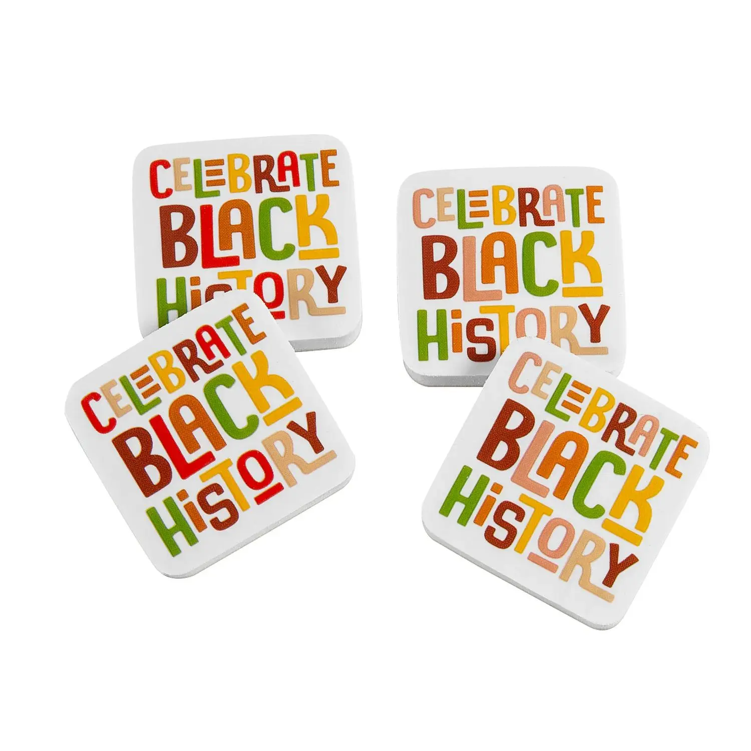 Black History Month Rubber Erasers - 24-Pc Set, Letters Design, Ideal for Giveaway, School Events, Educational Arts & Crafts Toys, Colorful Assortment