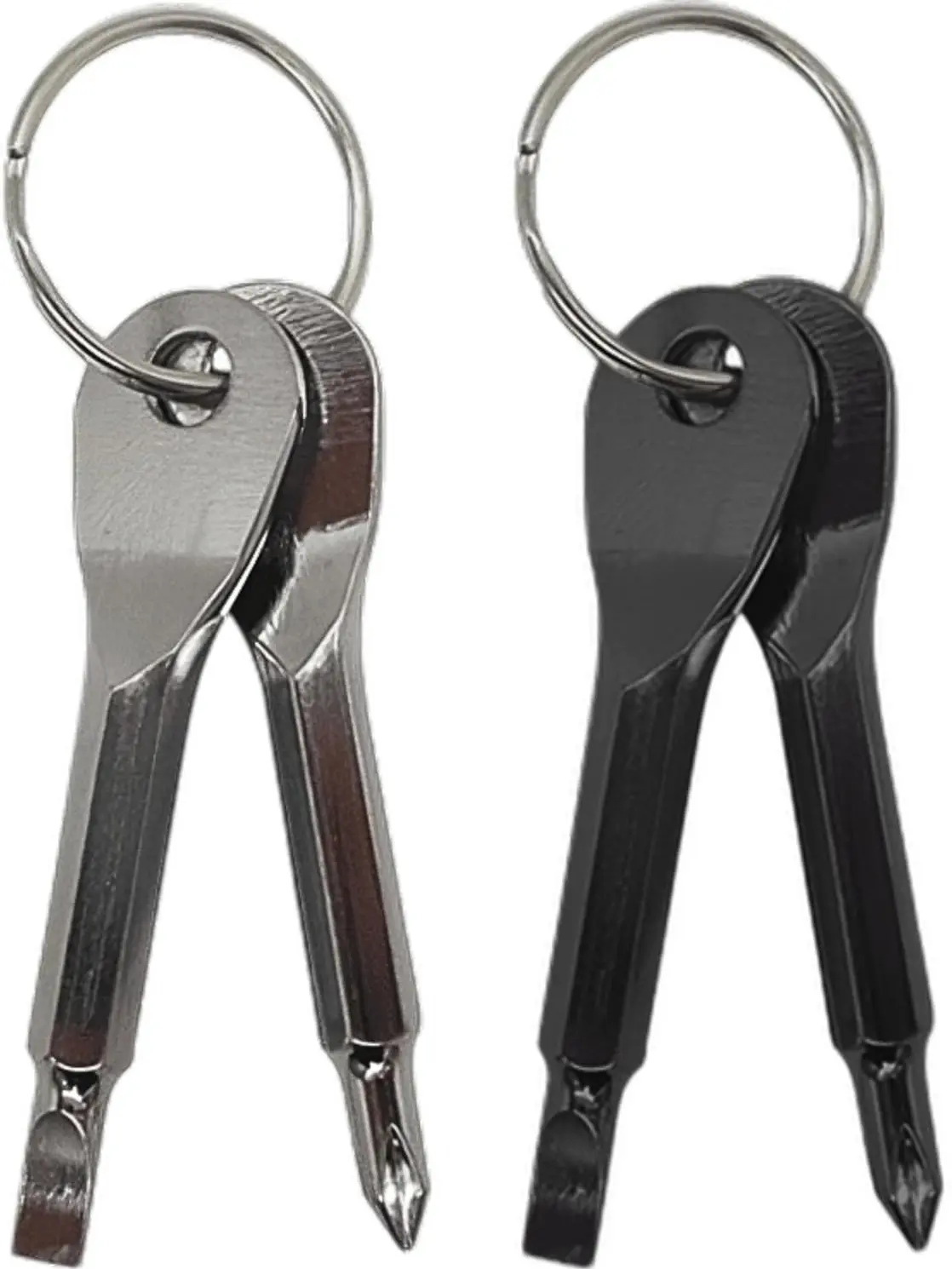 Pocket Screwdriver Set (Pack of 2) - Best Stocking Stuffers - EDC Keychain - Portable Repair Tool for Small Projects, Furniture - Compact & Ergonomic Flat Head & Phillips Key Screwdriver - 2 Colors