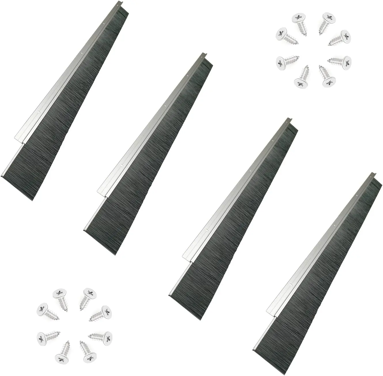 4 Sets x 39.37 Inches 2.5+0.91 Inches Door Brush Sweeps Seal Garage Door Seals Garage Roll Up Door Brush Sweep Durable Easy Mounting for Exterior Doors (4 Sets, 2.5 Inches)