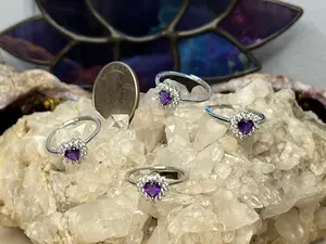 Amethyst Adjustable Sterling Silver Rings
