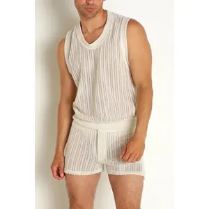 Men's Full Size Round Neck Tank and Shorts Set Plus Size