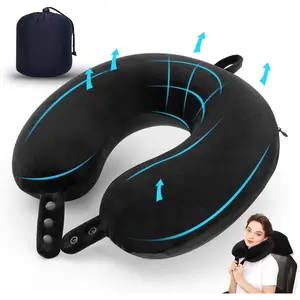 Travel Memory Airplane Pillow for Support, Soft Adjustable Pillow for Plane & Home Recliner Use