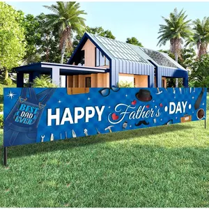 Happy Fathers Day Banner Decorations, Happy Father's Day Banner Backdrop for Fathers Day Party Decorations, Happy Fathers Day Decorations Yard Sign for Indoor Outdoor(Dark Blue)
