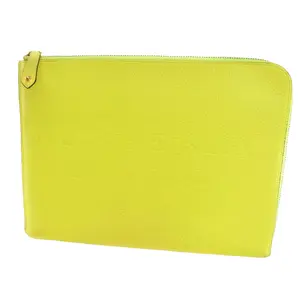Pre-owned BURBERRY leather Clutches & Wristlets Neon Yellow, Logo Tablet/Portfolio/Laptop Case/Sleeve