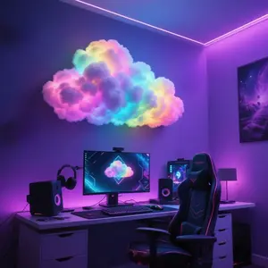 Smart RGB Cloud Lamp - App Voice & Remote Control, Music Sync RGB Light, DIY Cotton Cloud Night Light with Timer, USB Rechargeable Night Light, Aesthetic Room Decor for Teens, Gamers, Streamers