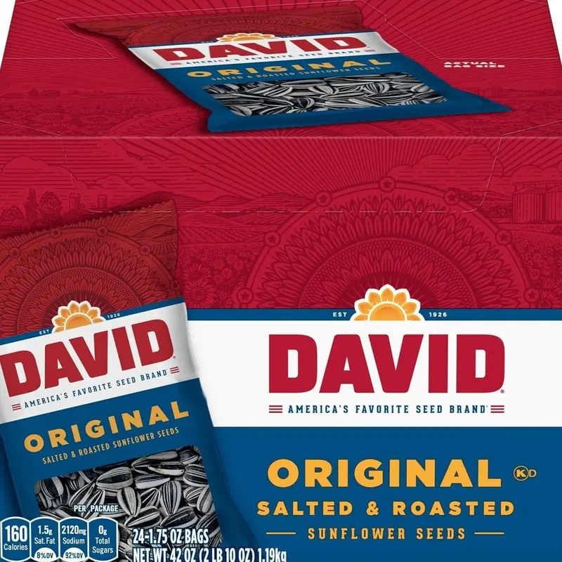 DAVID Sunflower Seeds, Original Flavor, 1.75 oz. (Pack of 24)