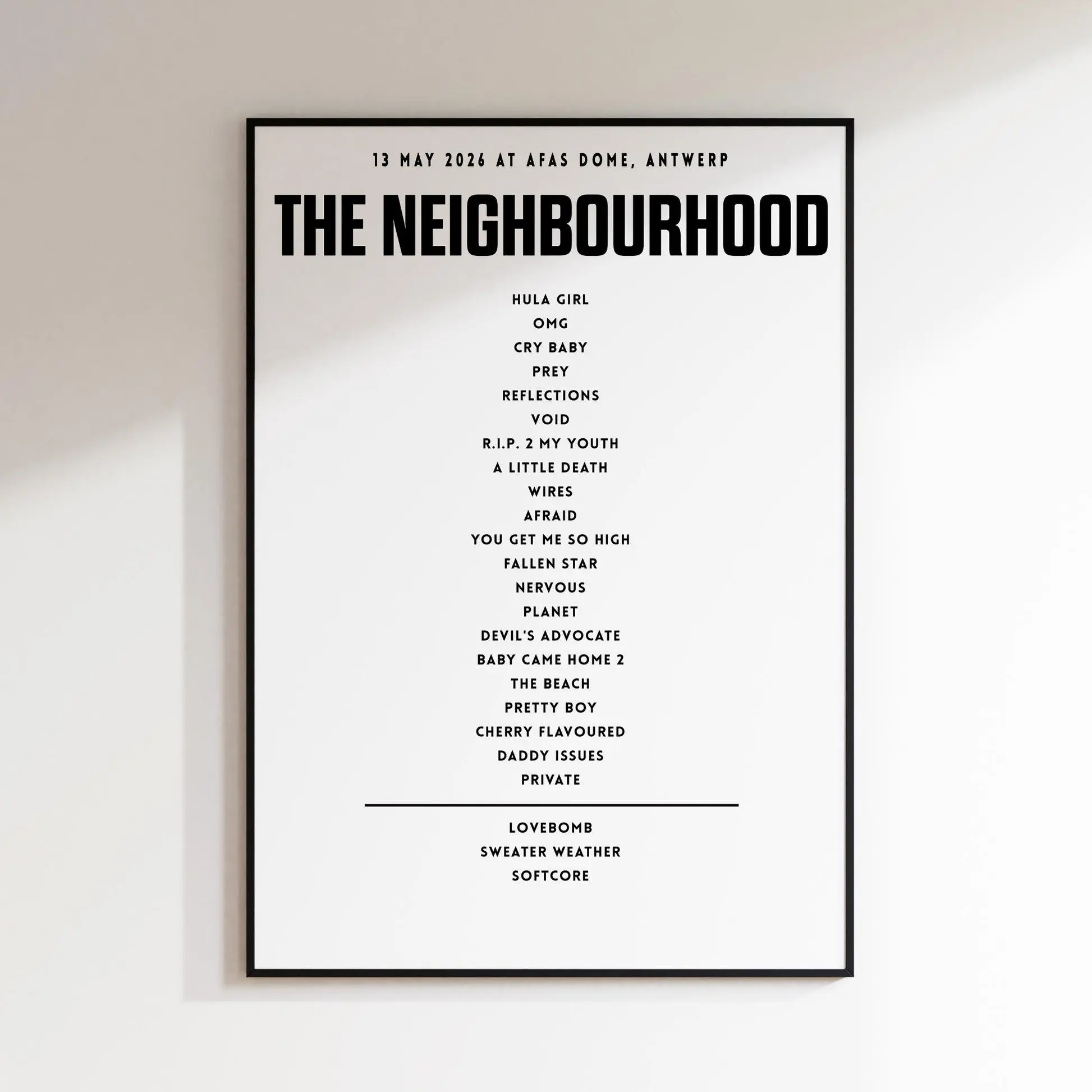 TheNeighbourhoodSetlist-13thMay2026atAFASDome,Merksem,Belgium Dich #1222