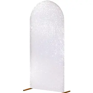 7.2/6.6/6 ft Sequin Wedding Arch Cover Spandex White Arch Backdrop Stand Cover for Party,Birthday, Baby Shower,Ceremony Banquet Decor (No Arch Stand)