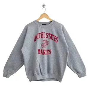 Vintage United States Marine Corps ‘USMC’ Crewneck Sweatshirt Print Logo Grey Color Men’s L