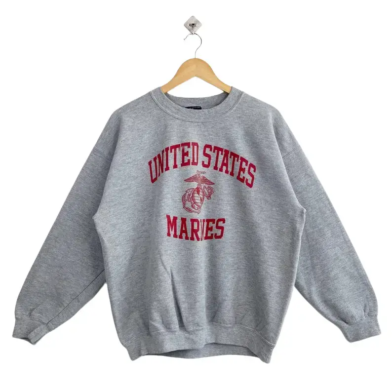 Vintage United States Marine Corps ‘USMC’ Crewneck Sweatshirt Print Logo Grey Color Men’s L