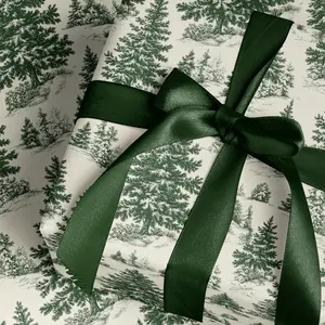 Woodland Toile Christmas Wrapping Paper Roll, Rustic Vintage Christmas Gift Wrap Roll, Holiday Gift Wrap, Luxury Christmas Wrapping Paper