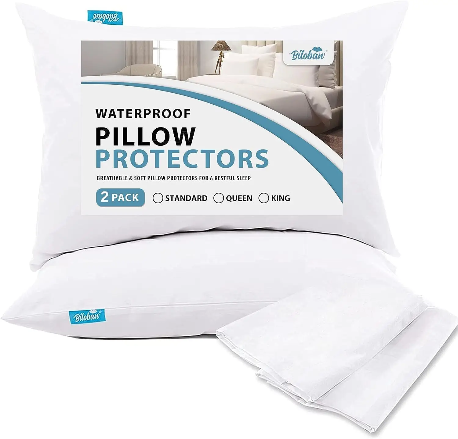 2/4 Pack Waterproof Pillowcases with Zipper, Ultra-Soft Smooth Breathable Noiseless Skin-friendly Pillow Cover Pillow Protector, Durable Eco-Friendly