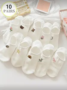 10 Pairs Women's Boat Socks, Summer Wear, Comfortable and Breathable Low-Cut Invisible Socks for Women