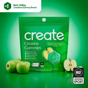 Sour Green Apple Creatine Monohydrate Gummies - 45 Count Daily Supplement Natural Supplements