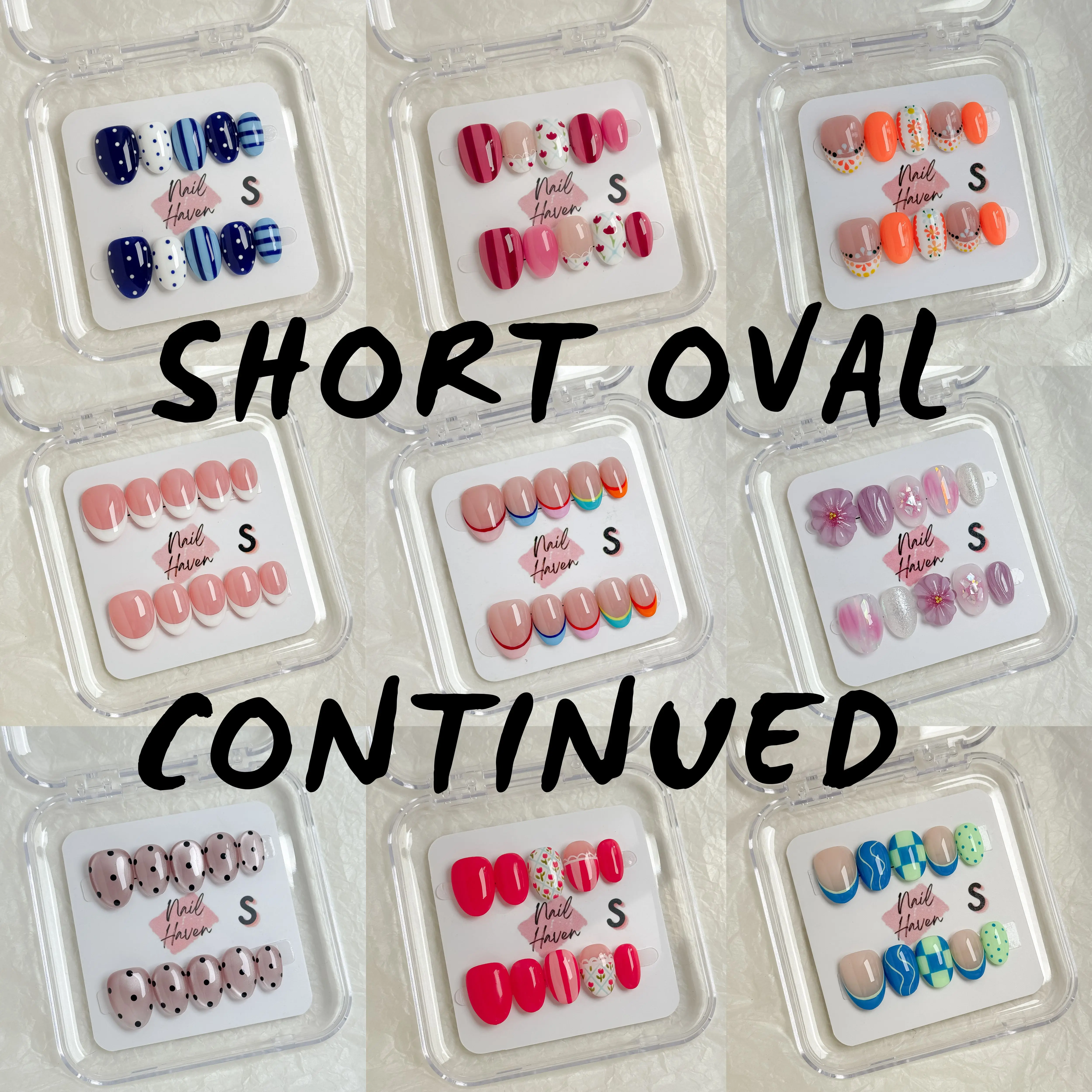 NailHaven| Short Oval Continued  Collection| short length 17mm handmade press on  nails| oval shape nails| Acrylic Fake Nails Handmade High Quality 10 Pcs Reusable Nail Art