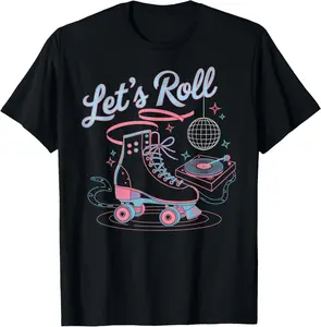 100%cotton Girls Roller Skating Party Favors Adult Roller Skates Women T-Shirt