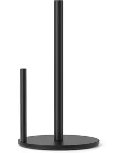 Paper Towel Holder Black, Premium Stainless Steel Kitchen Roll Dispenser, Countertop Roll Organizer with Weighted Base