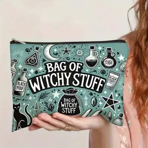 Mystical Witch Makeup Bag, Ultra-Light Zipper Pouch, Dual-Sided Print Design, Travel & Gift Idea for Women, Birthday, Christmas, Halloween
