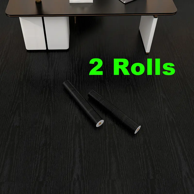 [2Rolls] Black Wood Grain Self-Adhesive Floor Sticker, Peel and Stick Waterproof Flooring Tile,Removable Vinyl Wrap Film, Home Decor for Livingroom,Bedroom,Kitchen