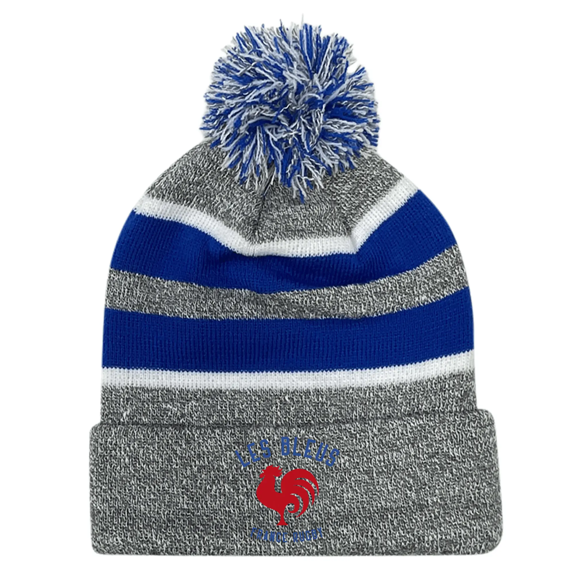 Les Bleus France Royal Hooped Pom-Pom Beanie