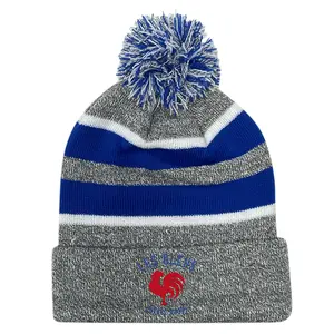 Les Bleus France Royal Hooped Pom-Pom Beanie