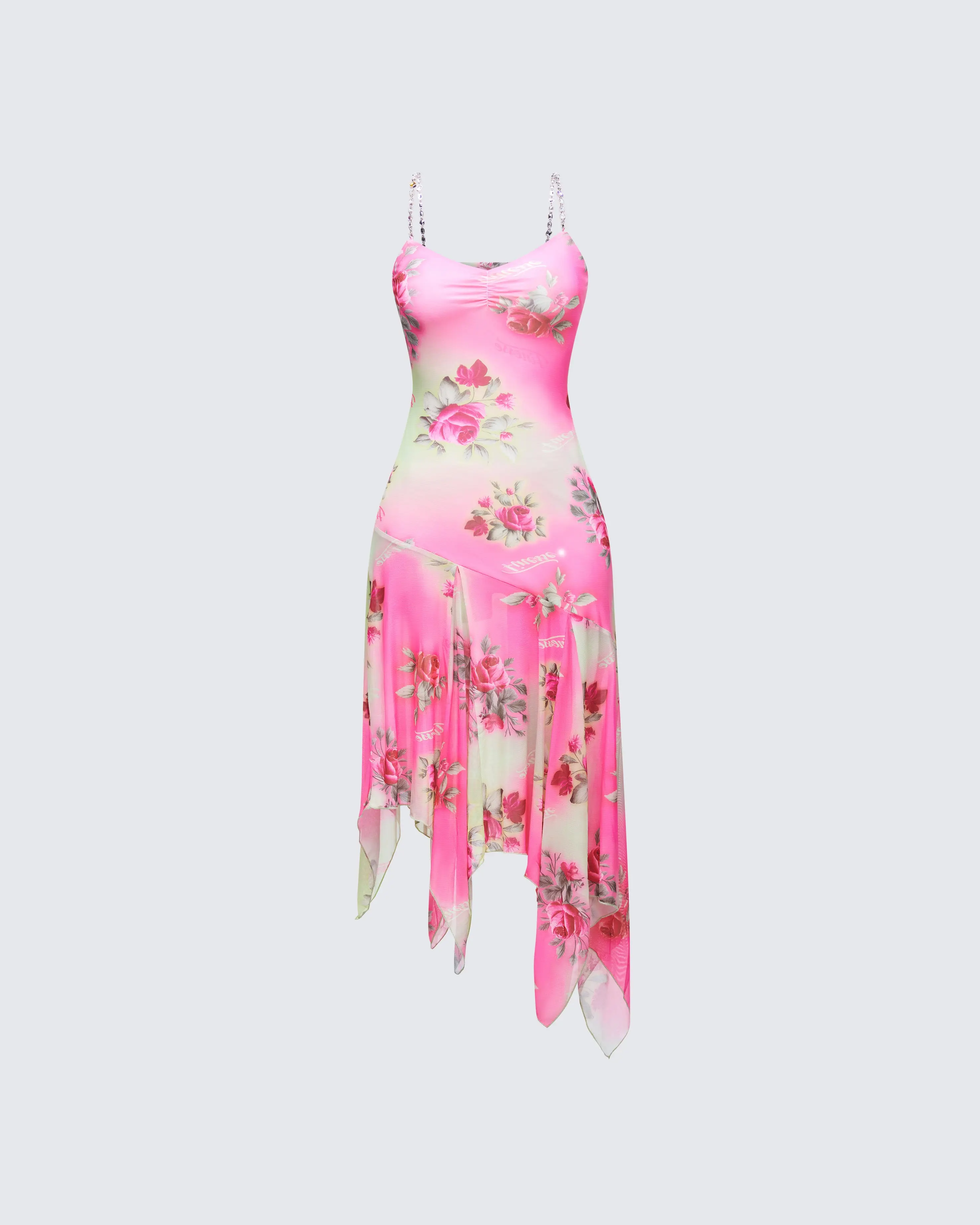 Women's Nola Multi-Printed Midi Formal Dress, Dream Design with Adjustable Straps, Rose-Pattern Accents, Spandex Blend for Perfect Fits, Roses