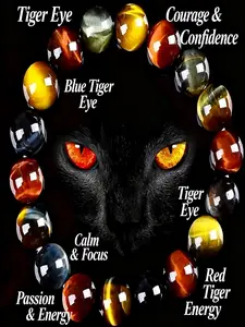 Natural Three-Color Tiger Eye Beaded Bracelet, Single Circle Tiger Eye Necklace, Feng Shui Jewelry, Energy Pendant, Daily Wear, Perfect Gift, Tiger Eye Accessories