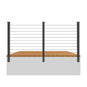 Senmit 36" Black Fascia Mount 5ft-25ft All-in-One Complete  Cable Railing System DIY Kit (No Handrail)