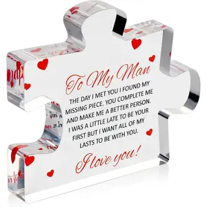 "To My Man" Engraved Acrylic Block Puzzle, Personalized Gift for Husband Fiance Boyfriend, Timeless Gift for Valentine's Day Wedding Birthday