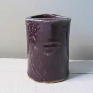 Aubergine Ceramic Pen Holder - Handmade Pottery