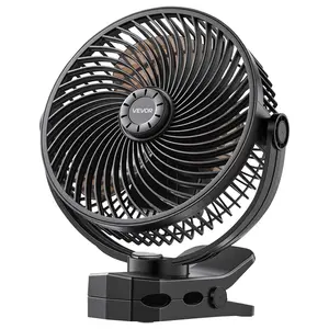 VEVOR Portable Clip Fan, Rechargeable Clip On Fan, USB Port with 3 Speeds & Circulation Mode, Strong Airflow Sturdy Clamp, Long Runtime for Desk, Golf Cart, Outdoor Camping Treadmill, Office, Black