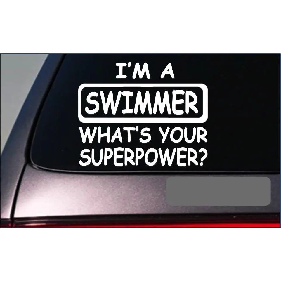 Swimmer Superpower Sticker *G451* 8" Vinyl Decal swimming pool diving snorkel