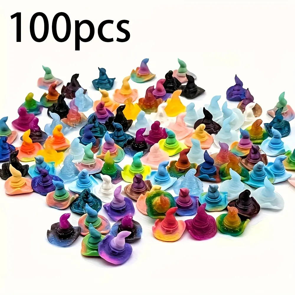 100-Pack 3D Printed Hat-Shaped Plastic Ornaments, Unique Home Decor Decoration for Halloween & Christmas, Desk Display & Festive Gifting Collectibles