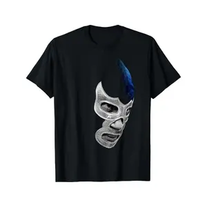1 Men's Casual Cotton T-Shirt with Mexican Art Devil Blue Fighting Mexican Wrestler Legend App, Regular, Knitted Fabric, Geometric Pattern, Suitable for Sports, Running, Training, Hiking and Outdoor Activities, Unisex, Suitable for Teens and Adults,.