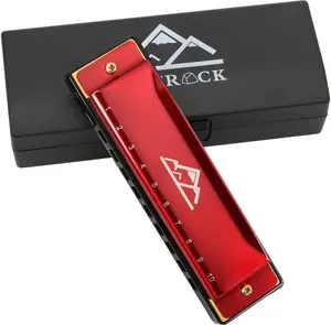 Blues Harmonica 10 Hole C Key with Case, Mouth Organ Harp, Diatonic Harmonica for Beginner, Adult, , Professional, Students, Friends, Gifts (Red)
