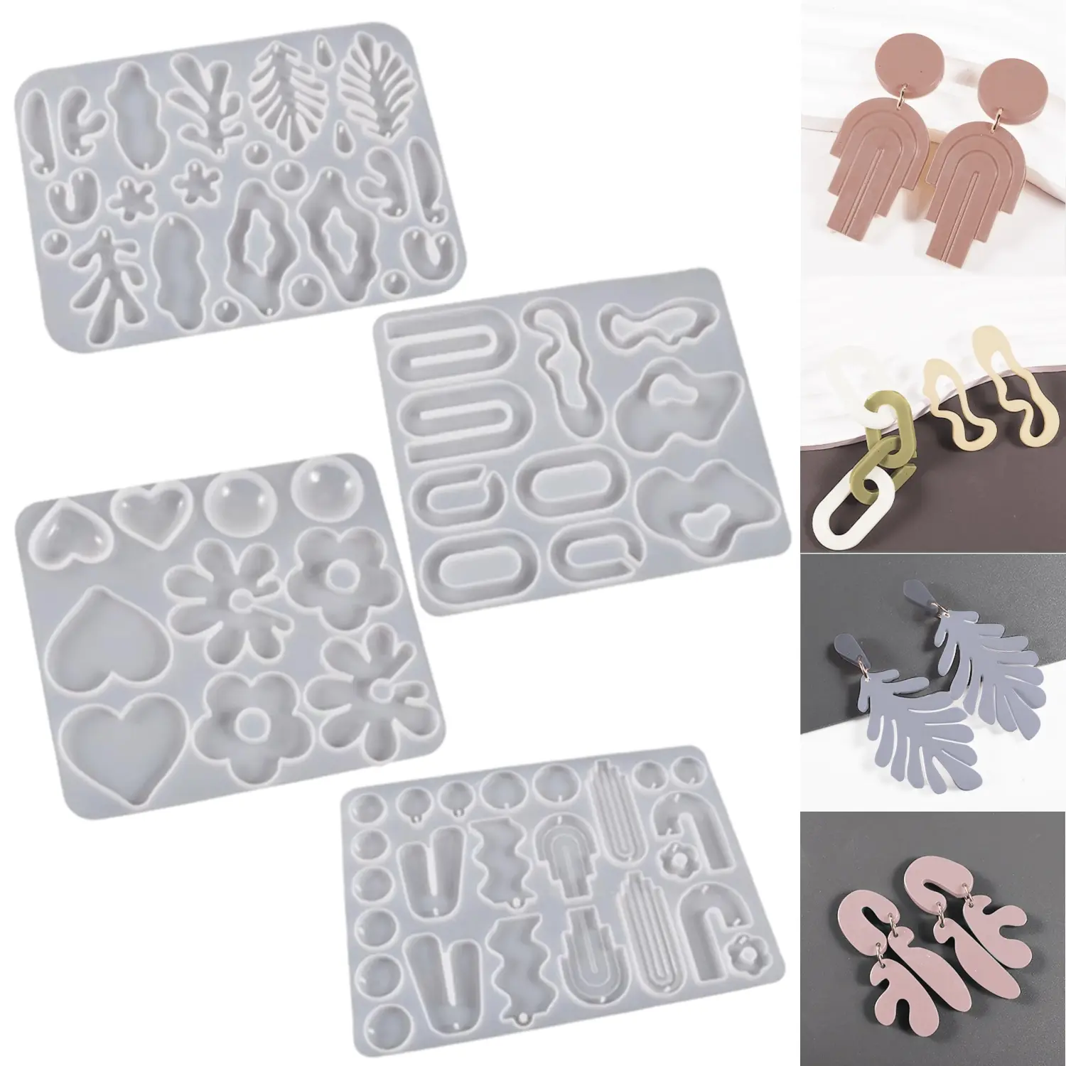 Valentine's Day Earring Resin Silicone Molds Kit, Resin Mold with Earring Hook Jump Ring for Epoxy Resin Casting DIY Craft Earring Jewelry Making