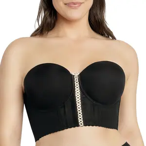 PARFAIT Shea P60671 Womenswear Full Bust Soft Mesh Fabric and Sexy Lightly Foam Padded Smooth Comfort Strapless Longline Bra Top Bustier Comfortable
