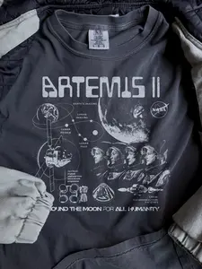 Artemis II NASA Mission T-Shirt, Vintage Space Exploration Graphic Tee, Unisex DTG Print Shirt, NASA Fan Gift, Retro Astronaut Top