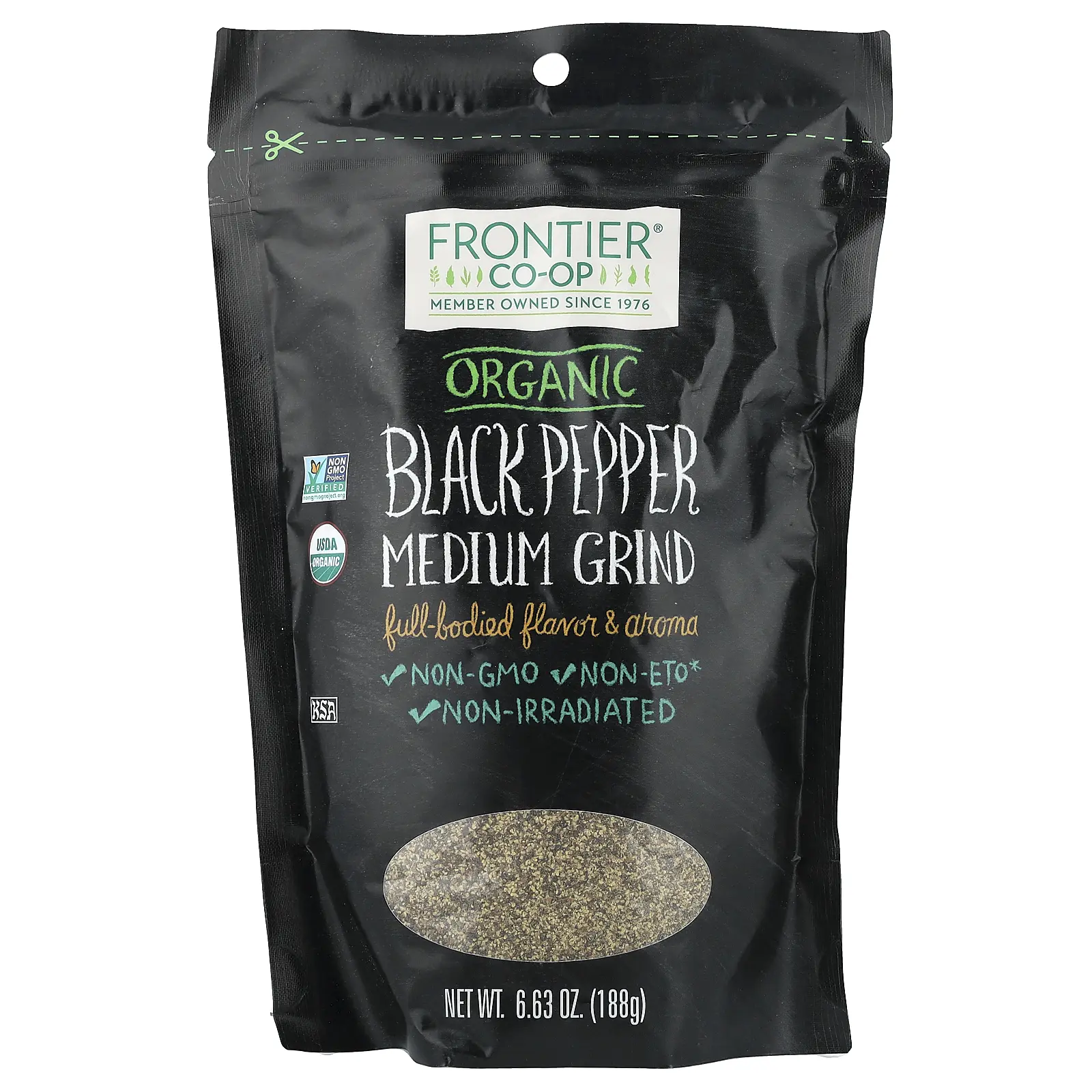 Frontier Co-op Organic Black Pepper, Medium Grind, 6.63 oz (188 g)