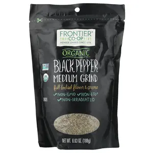 Frontier Co-op Organic Black Pepper, Medium Grind, 6.63 oz (188 g)